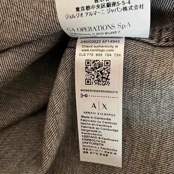 Armani Exchange Shirt Men's Large Regular Fit Short Sleeve Charcoal Paisley NEW - Picture 10 of 13